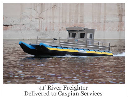 One of the Two 41 Foot River Freighters Delievered to Caspian Services From DIB Inflatable Boats